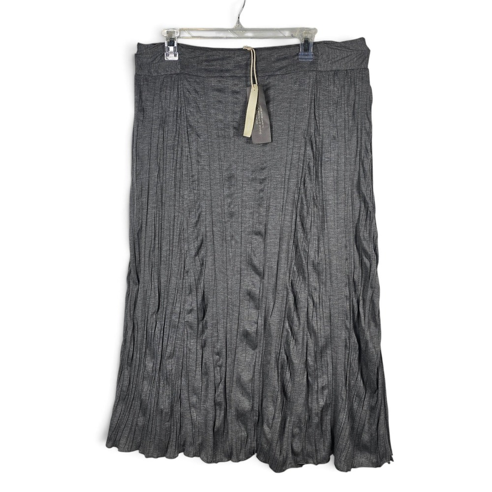 Pure Jill Skirt Women Large Crinkle Maxi Gray Elastic Waist Lettuce Hem NEW Soft